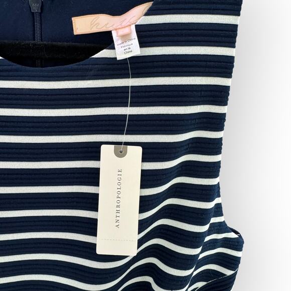 Hutch Anthropologie Navy Striped Cutout Midi Dress NWT ($148 Retail) | L [54] - Picture 6 of 11